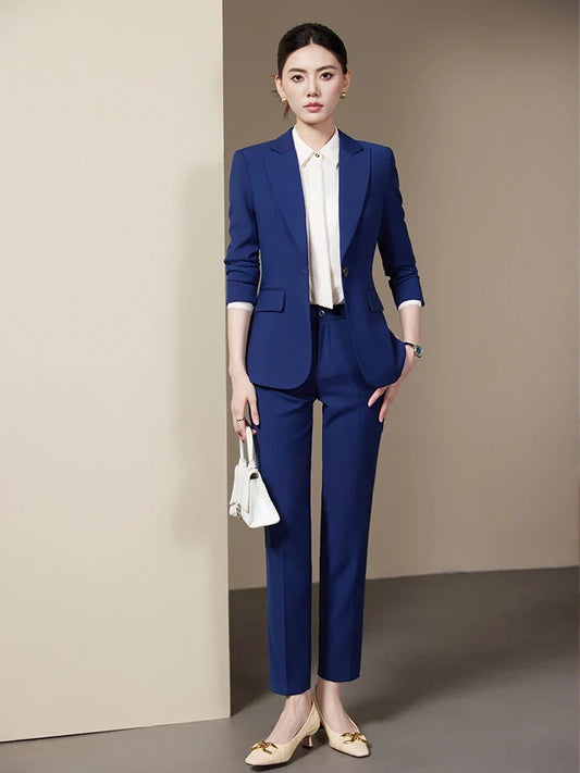 Elegant Slim-Fitting Two-Piece Business Suit for Women High-Quality Trousers Jacket Set Fashionable New Autumn Winter 2026