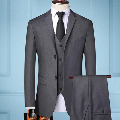 Men's 3-Piece Suit Slim Fit Single Breasted Blazer Vest Pants for Formal and Wedding Occasions