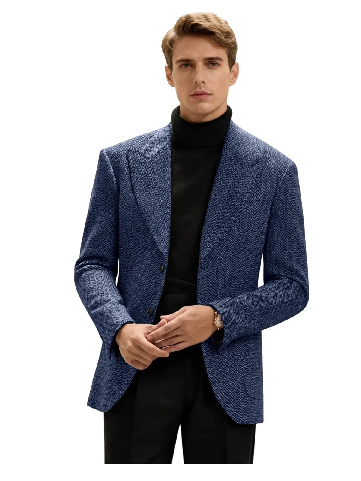 Classic Italian Men's Suit Jacket, Single Breasted, Autumn Winter Retro Warm Suit Men Herringbone Business Casual Men's Clothing