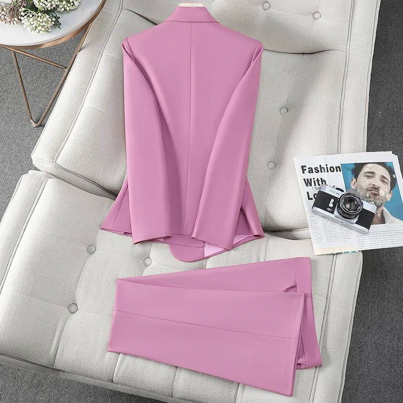Elegant Commuter Blazer Pants Set for Woman 2 Pieces Matching Sets Autumn 2026 Office Lady Work Jacket and Trousers Suit