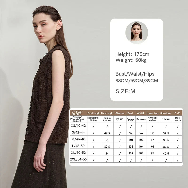 Women's Vest 2025 Autumn New O-neck Elegant Retro Knitted Vest Women's Casual Versatile Loose Sleeveless Top Female12543082