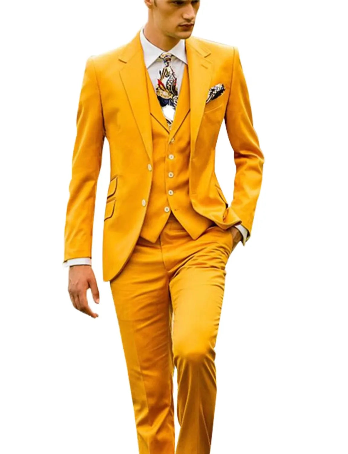 3 Piece Wedding Dress Suits Slim Fit Notch Lapel Tuxedos Party Leisure Formal Male Suit For Groomsman Suit (Blazer+Vest+Pants)