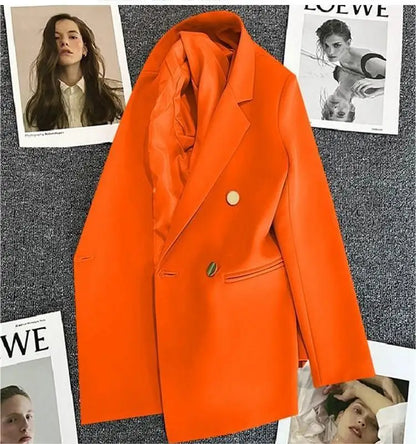 Women's Spring Autumn 2026 Commuter Style Small Suit Jacket Double Row Buttons White Versatile Polyester Fiber Fashion