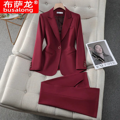 2025New Spring and Autumn High-End Manager Professional Formal Suit, High-End Women's Suit Set, Elegant Workwear, Slim Fit