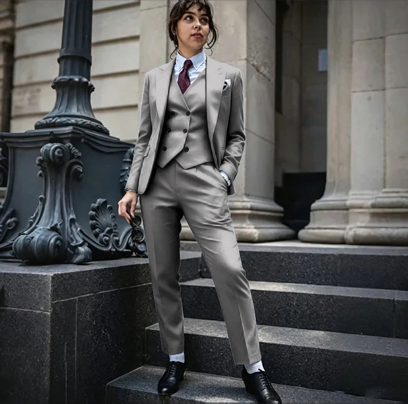 Powerful Black Women 3 Piece Suit Classic Single Breasted Jacket Vest Pants Set Elegant Office Business Formal Lady Outerwears