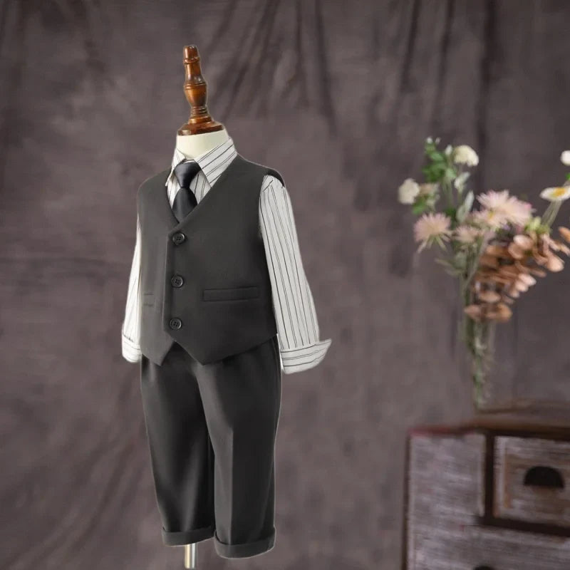 Flower Boys Wedding Outfit Boys Plaid Suit Autumn Winter Blazers Jacket Trousers Set Kids Piano Performance Tuxedo