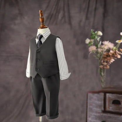 Flower Boys Wedding Outfit Boys Plaid Suit Autumn Winter Blazers Jacket Trousers Set Kids Piano Performance Tuxedo
