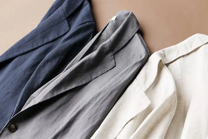 Women's Linen Blazer Loose Fit Single Button 3/4 Sleeve Lightweight Casual Suit Jacket