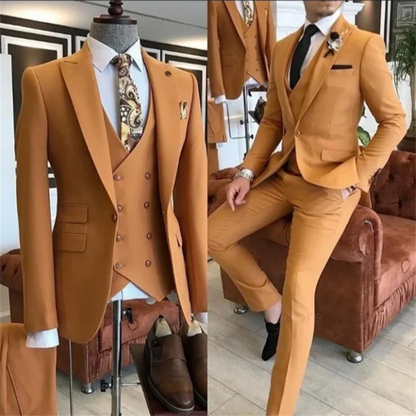 Men's Slim Fit Suit Set One Button Peak Lapel Jacket and Trouser for Weddings and Formal Events