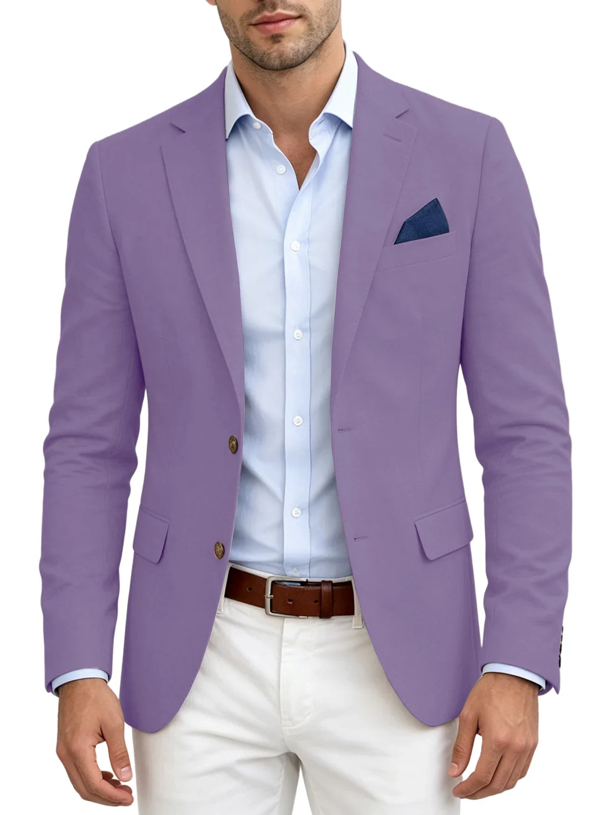 Men's Linen Blend Blazer Notched Lapel Two Button Breathable Suit Jacket For Business Casual Wedding Daily Wear