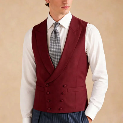 Men's Formal Vest – Double Breasted Lapel Waistcoat for Weddings & Business