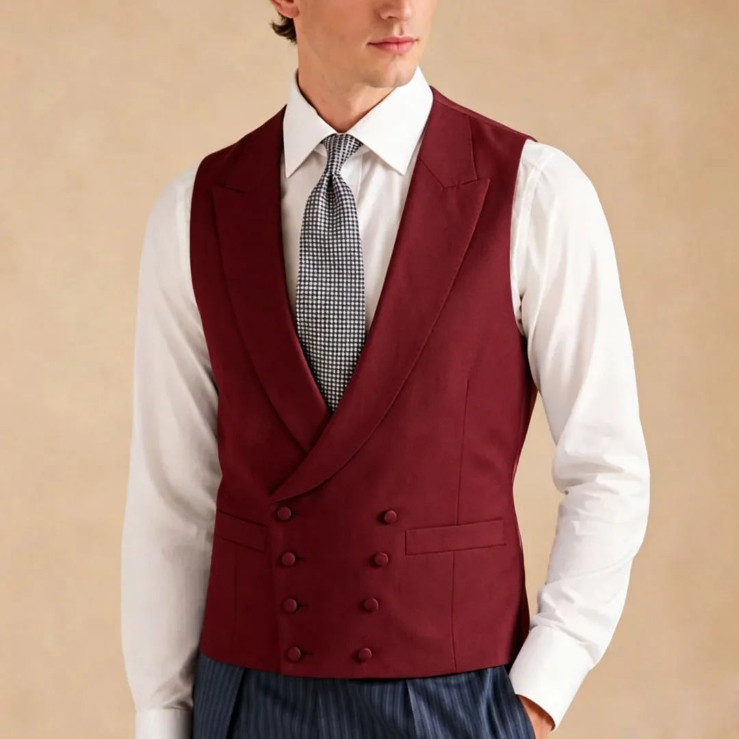 Men's Formal Vest – Double Breasted Lapel Waistcoat for Weddings & Business