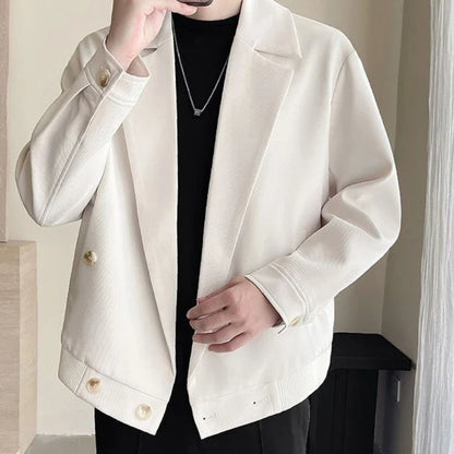 TikTok Trend Men's Autumn Designer Cropped Blazer High-End Casual Jacket Fashion Short Suit Outerwear