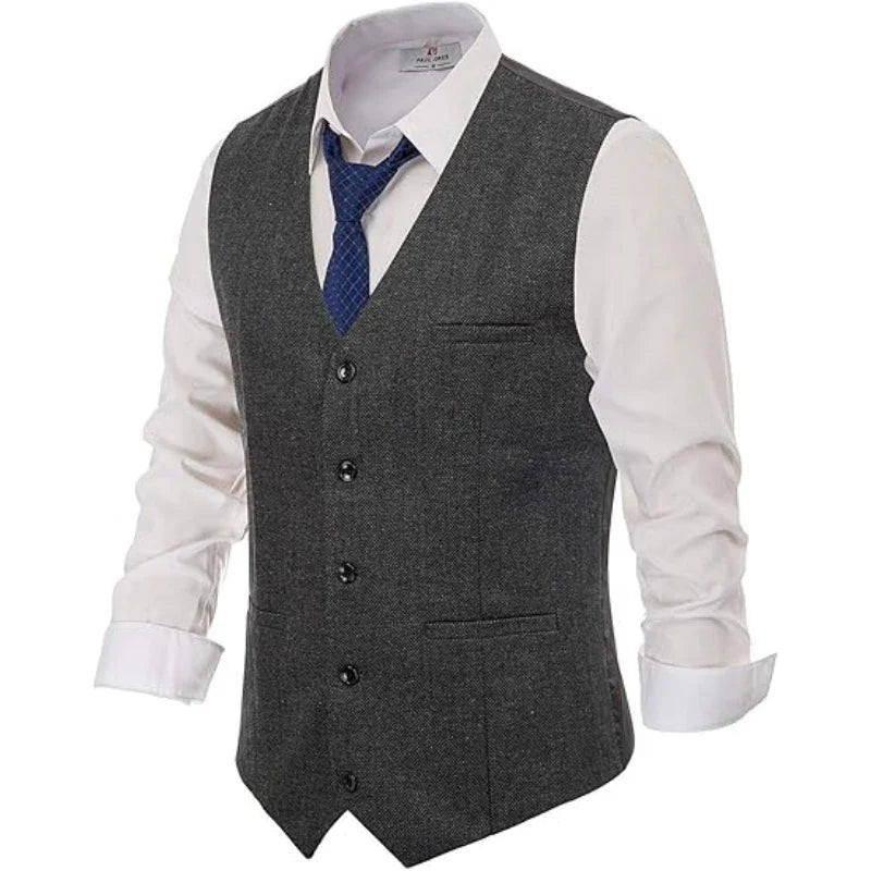 Men's Vest Single Breasted Formal Waistcoat for Wedding Banquet and Business