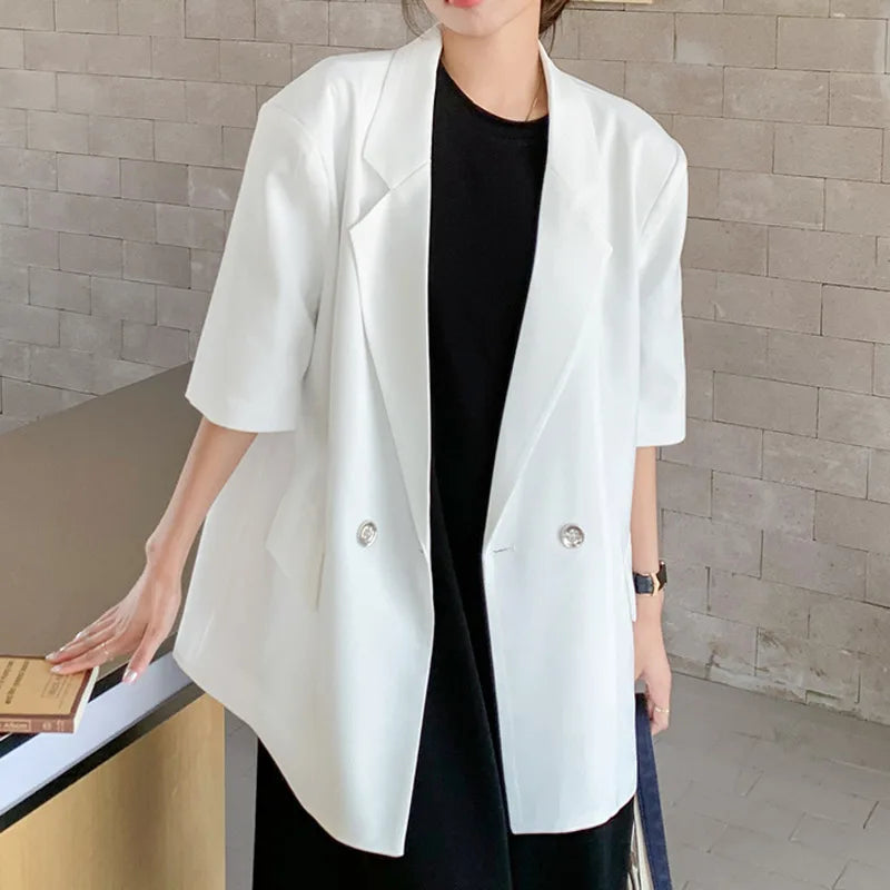 Summer New Women's Blazer Short Sleeves Back Bowknot Chain Niche Design Elegant High-end Sweet Ins Chic Tide Jacket HK14700