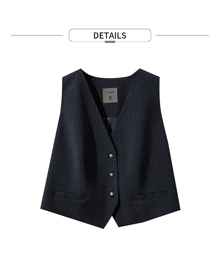 Pant for Woman 2025 Autumn New Versatile Ladies Clothing Commuter Style Striped Vest Casual Loose Sleeveless Women 12523089