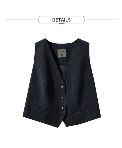 Pant for Woman 2025 Autumn New Versatile Ladies Clothing Commuter Style Striped Vest Casual Loose Sleeveless Women 12523089