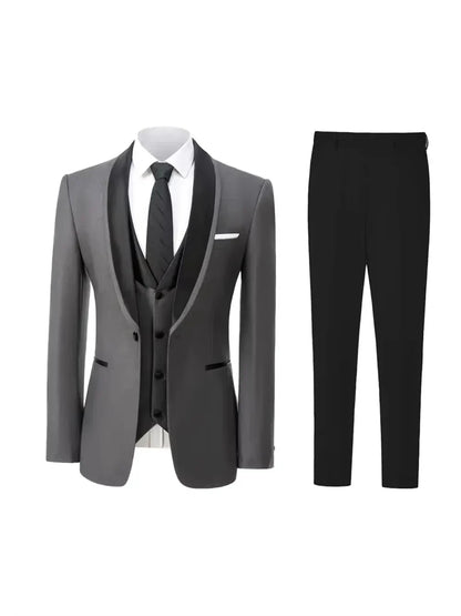 Wedding Men's Suits 3 Pieces Slim Fit Banquet Casual Wedding Suit Single Breasted Lapel (Jacket+Vest+Pants)
