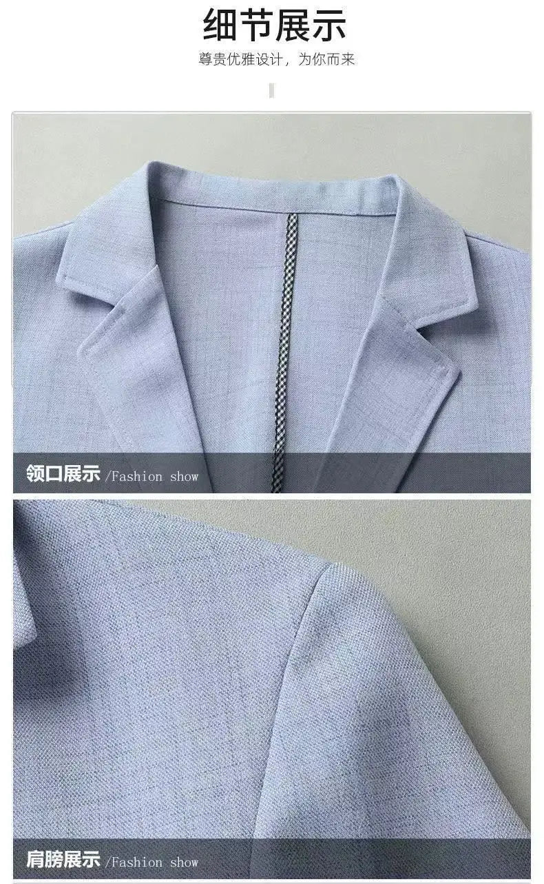 30% Linen Blazer - Men's Fashionally Fit Business Formal Wedding Gentleman English Style Breathable Versatile Casual Blazer
