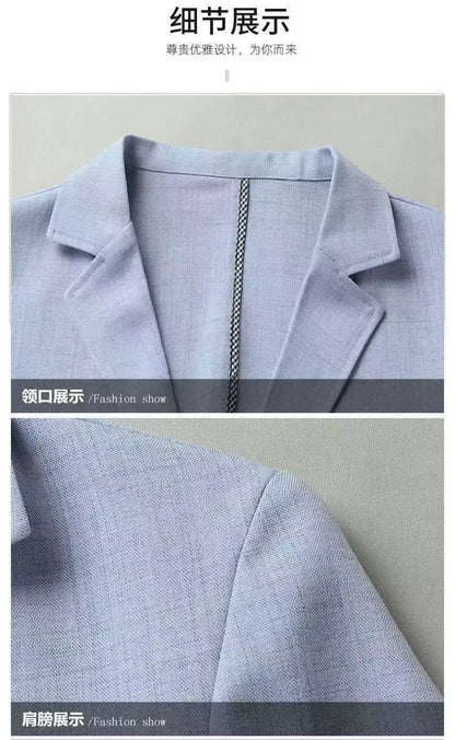 30% Linen Blazer - Men's Fashionally Fit Business Formal Wedding Gentleman English Style Breathable Versatile Casual Blazer