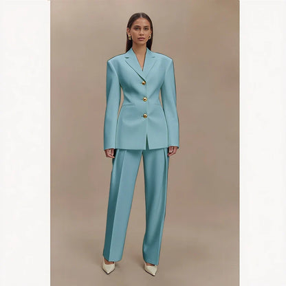 Dark Blue Women Suits Customized Slim Fitted Single-breasted Two Pieces(Jacket+Trousers) Ladies Formal Party Wedding Set