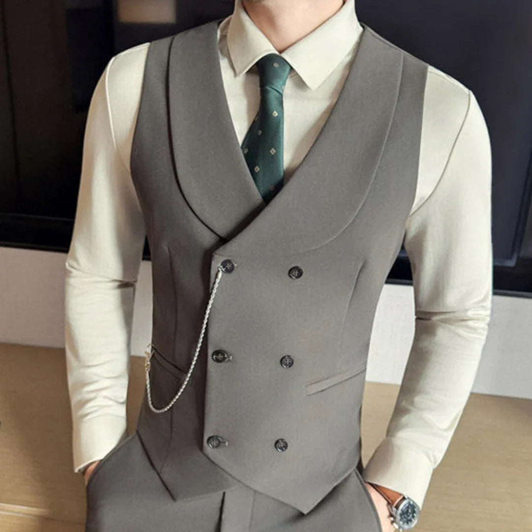 Men's Double Breasted Vest – Formal Lapel Waistcoat for Weddings & Events