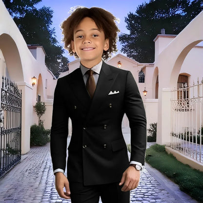 Fashion Light Grey Boy Suit Wedding Tuxedo Double Breasted Formal Child Jacket 2 Piece Blazer Pants costume enfant garçon