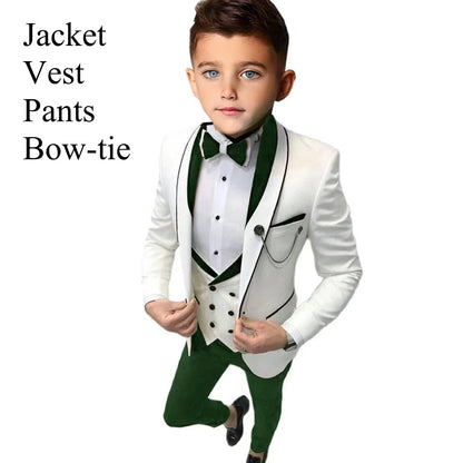 Boys 3-Piece Slim Fit Suit Set for Kids Wedding Prom and Formal Occasions