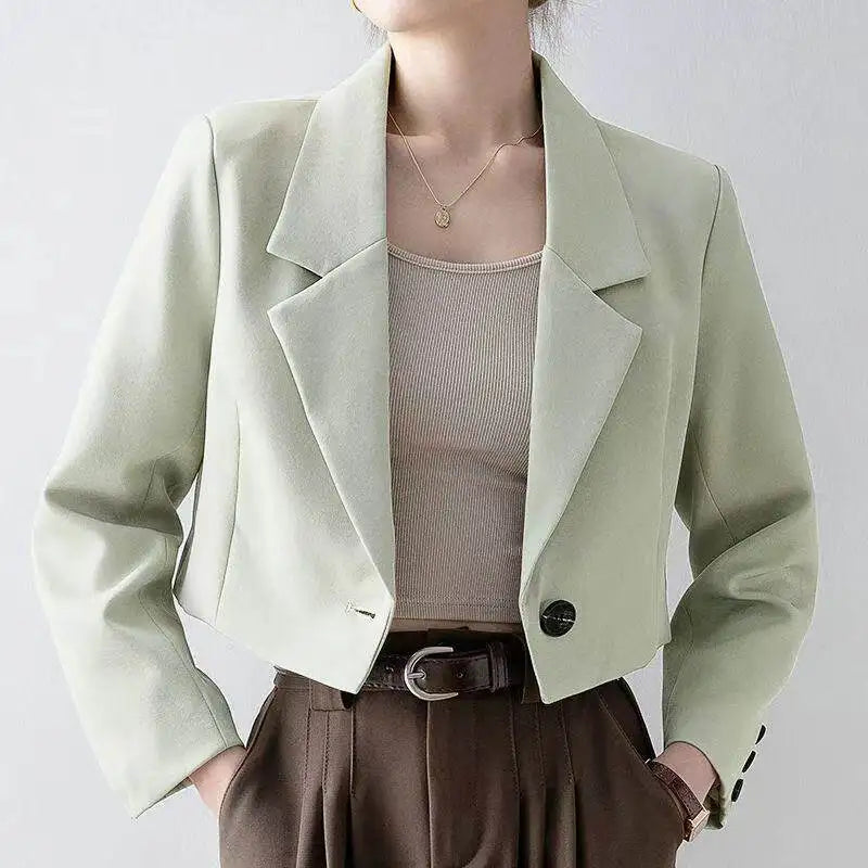 Women Black Gothic Blazer Jacket Korean Style Y2k Gyaru 2000s Vintage Long Sleeve Emo Outerwear Cropped Suit Coat Spring Autumn