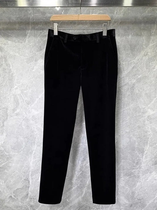 Banquet Elegant Gentlemen Business Fashion Slim Fit New Design Velvet Blazers Pants Mens Two Piece Set Groom Formal Suits Sets