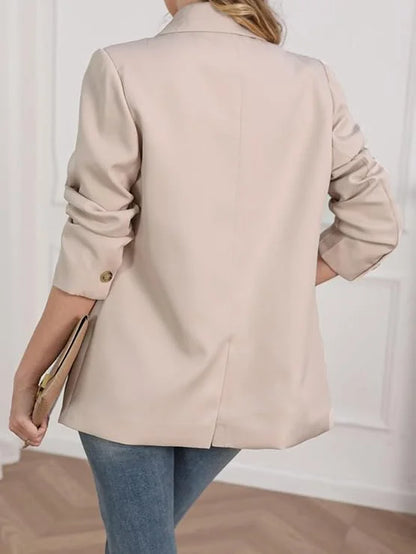 Women's Casual Drapey Blazer Jacket Slimming High-Rise Commute Elegant Style Small Tailored Coat