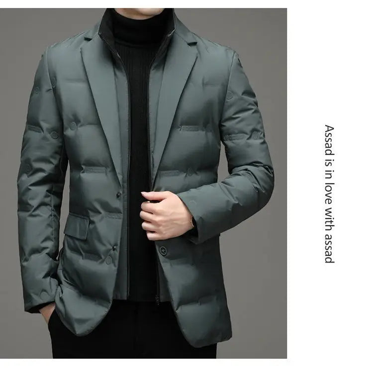 High Quality Men's Handsome down Jacket with Scarf Collar M-6XL Big Plus Size for Middle-Aged Dad Fashionable Outerwear