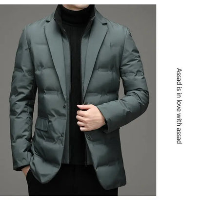 High Quality Men's Handsome down Jacket with Scarf Collar M-6XL Big Plus Size for Middle-Aged Dad Fashionable Outerwear
