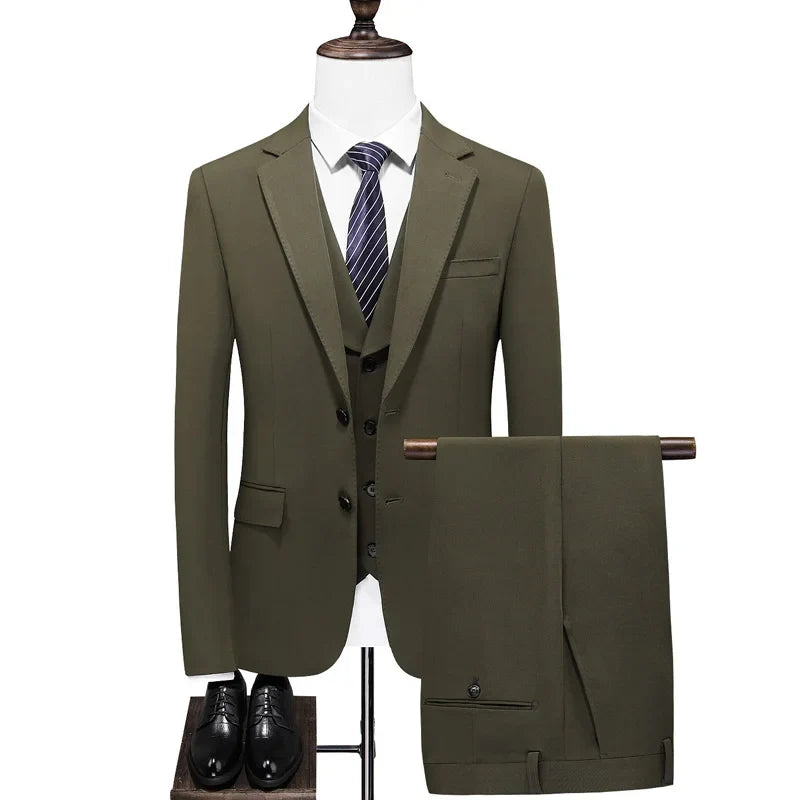 Men's Three-Piece Suit – Double Breasted Slim Fit Formal Suit for Men in Multiple Colors