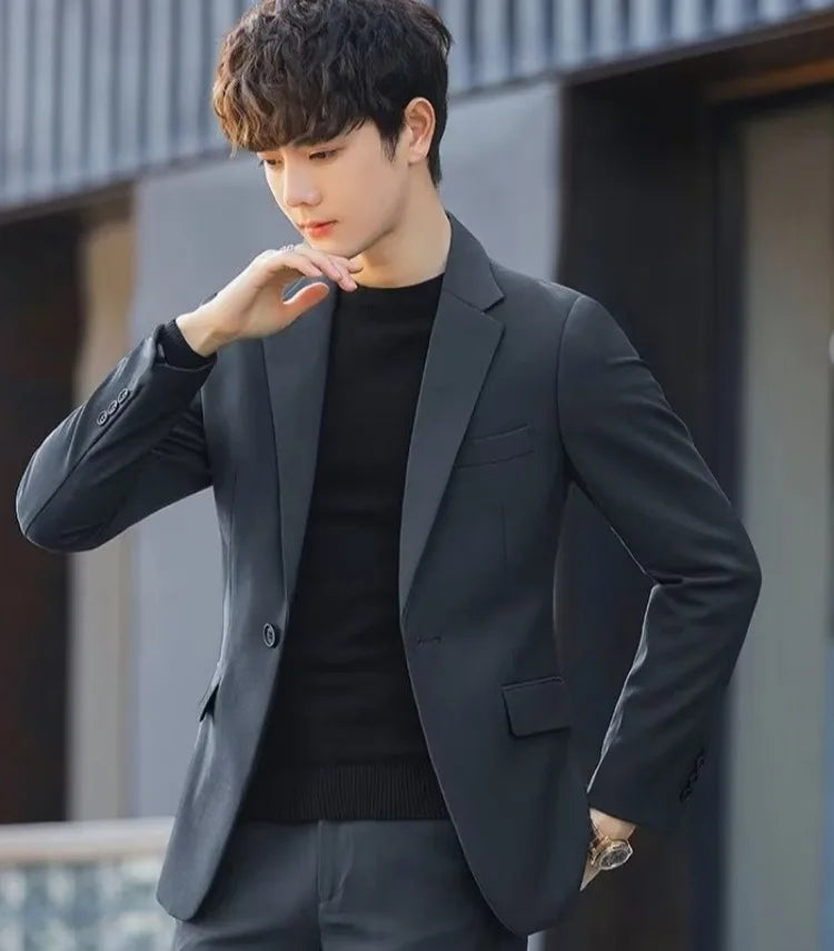 2026 Men's Korean Style Loose Retro Casual Blazer Spring Autumn Versatile Trendy Suit Jacket