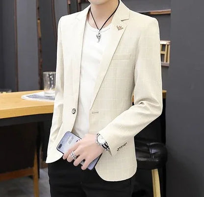 Party Linen Gray Men's Suit Jackets Single Breasted Coat Male Blazer Summer New in Simple Clothing Fashion 2025 Casual Classic