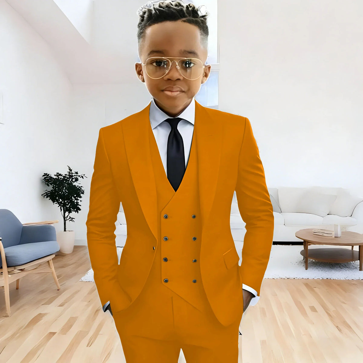 Dark Green boy's suit 3-piece jacket vest pants Peaked lapel slim fit attire for wedding prom dinner party custom kids tuxedo