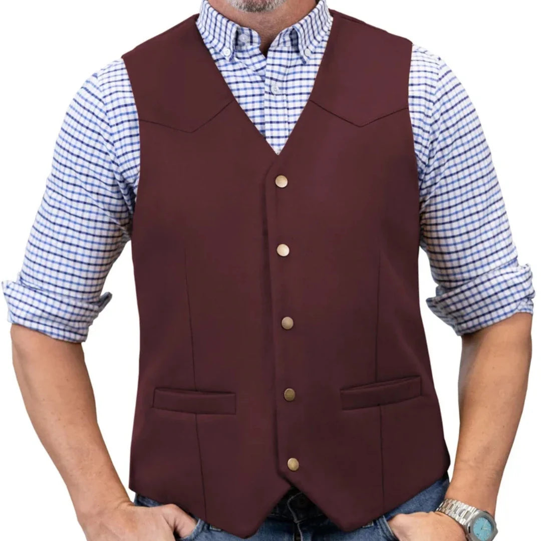 Men's Vest Single Button V-Neck Waistcoat in Gold Suede Velvet for Weddings & Formal Events