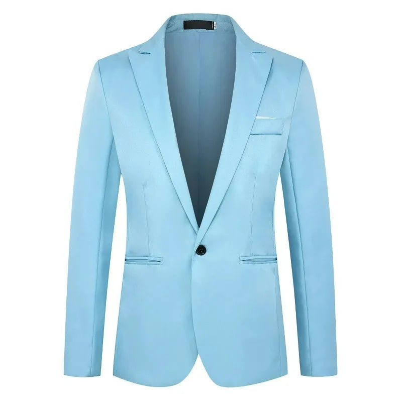 KIDWHXR Man Suit Jacket Slim Solid Single-breasted Suits Coats Men Long Sleeve Formal Business Party Wedding Blazer for Male