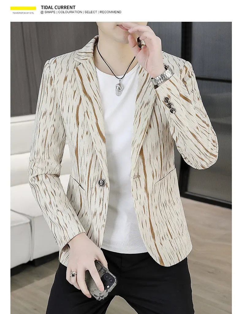Blazer Men's Fashion Outdoor Travel Gentleman Wedding Slimming Business Versatile Trendy Casual Korean-style Formal Wear Blazer