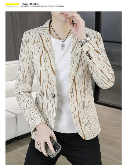 Blazer Men's Fashion Outdoor Travel Gentleman Wedding Slimming Business Versatile Trendy Casual Korean-style Formal Wear Blazer