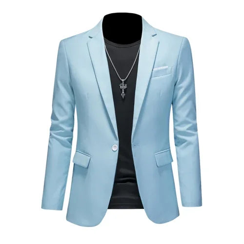 Men's Slim Fit Single-Breasted Blazer for Business Casual and Wedding Occasions