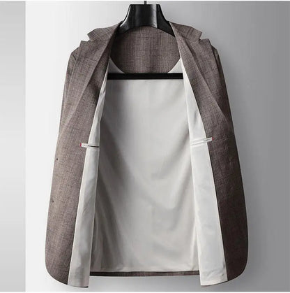 Men's Casual Blazer Single Breasted Spring Autumn Versatile Suit Jacket Grey Coffee