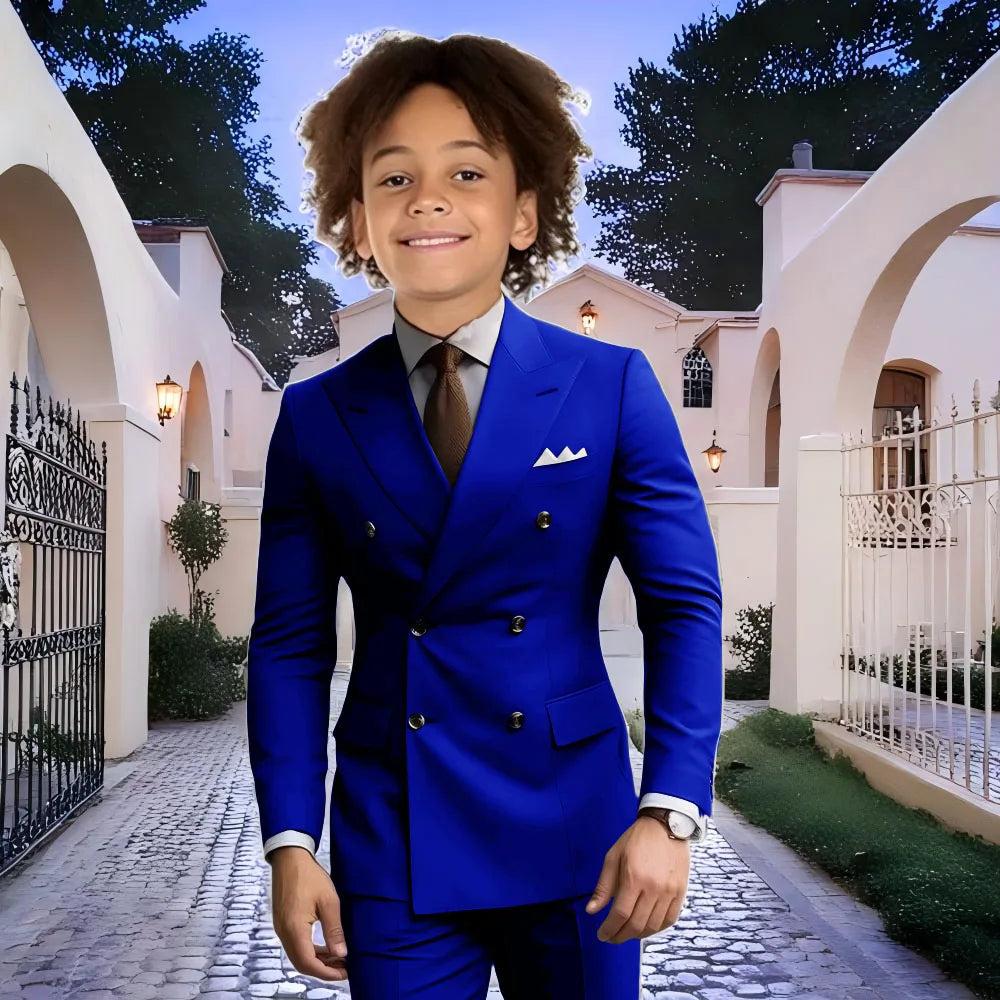Fashion Light Grey Boy Suit Wedding Tuxedo Double Breasted Formal Child Jacket 2 Piece Blazer Pants costume enfant garçon