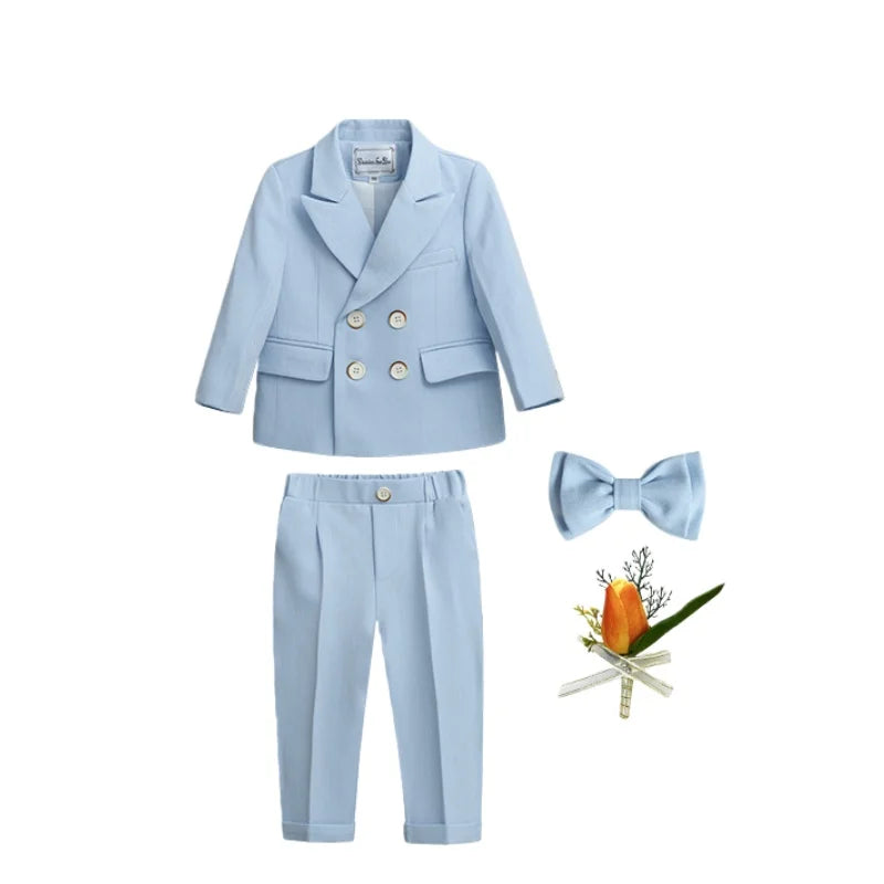 Kids Formal Suit Set Boys Girls Wedding Blazer Multi-Piece Pink Performance Costume