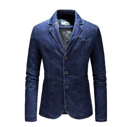High Quality Men's Denim Blazers Male Coat Oversized Spring Autumn Fashion Casual Suit Jacket Men Clothing Outerwear 4xl AGZ01