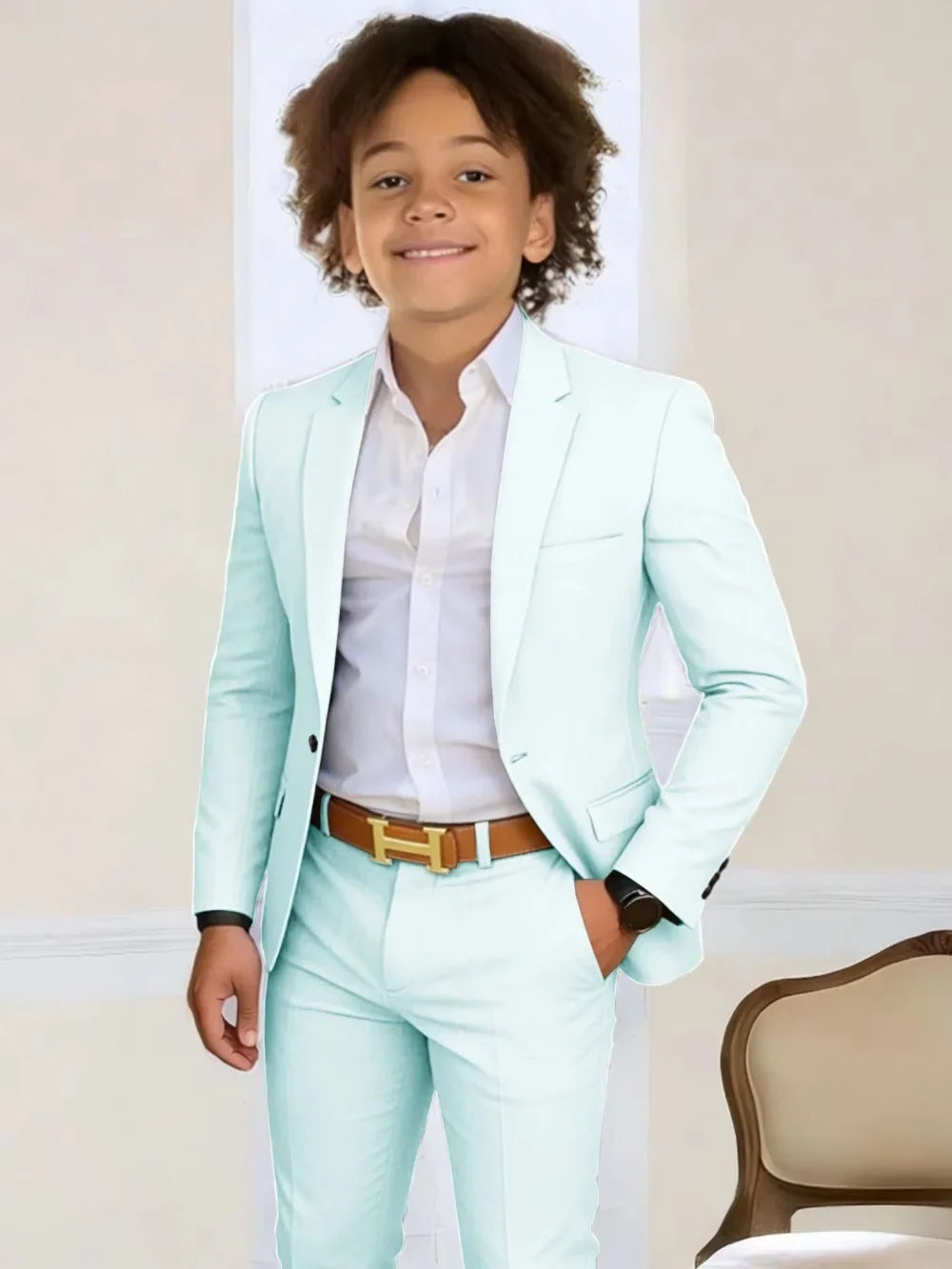 Boys Stylish Suit Set 2 Pieces Piano Performance Wear Ome Button Classy Kids Slim Fit Suits For Wedding Notched lapel Tuxedo