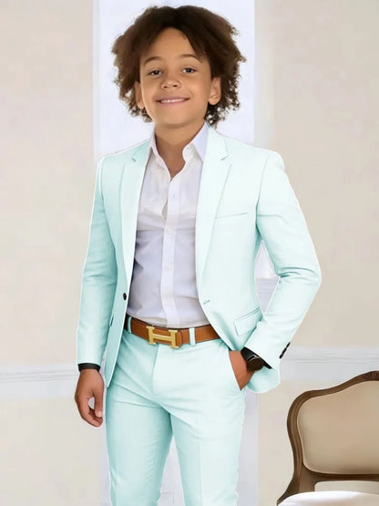 Boys Stylish Suit Set 2 Pieces Piano Performance Wear Ome Button Classy Kids Slim Fit Suits For Wedding Notched lapel Tuxedo