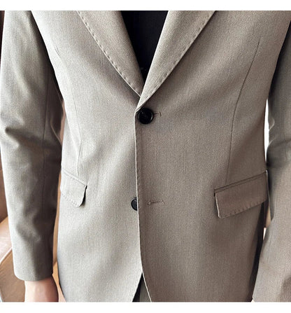 (Jacket+Pant) Luxury Men Slim Fit Business Suits 2-Piece High Quality Italian Style Wedding Social Party Tuxedo Men Clothing