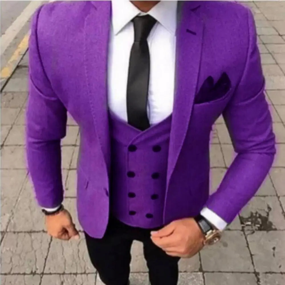 Ensemble de costume 3 pièces coupe ajustée marron pour homme avec blazer, gilet et pantalon - Tenue décontractée pour mariage, bal de promo, affaires, smoking de marié